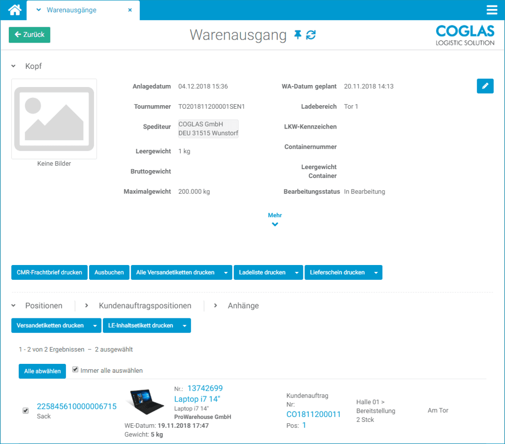 COGLAS GmbH - Logistic Solutions WMS – Bild 16